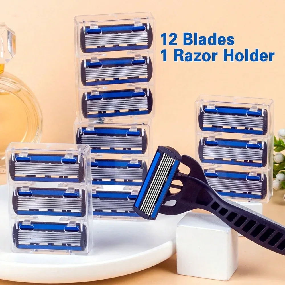 Safety Razor Handle - vvocci Manual 1 Handle 12 Blades/