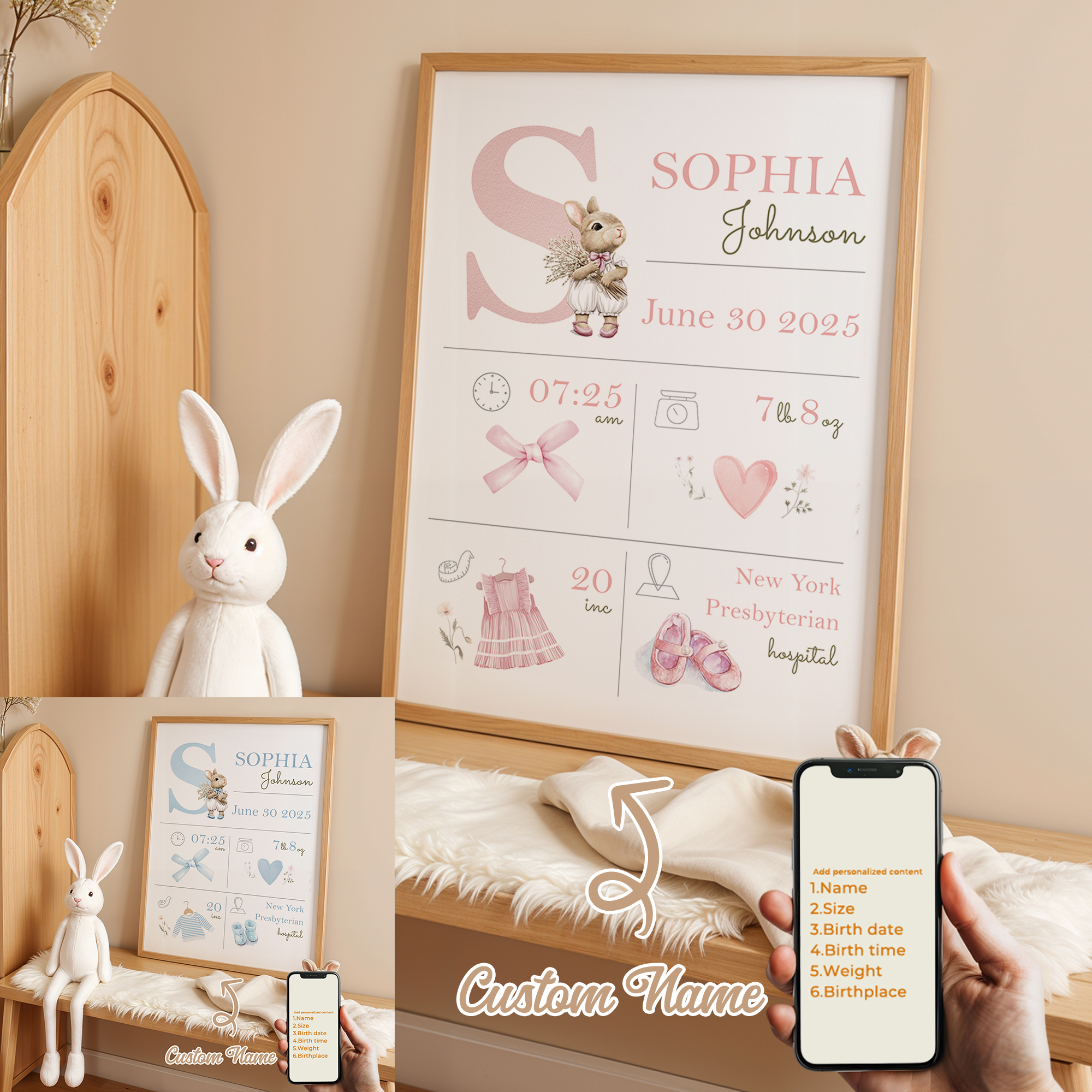 Sustainable Living Products - Personalized Custom Name Cartoon Child Birth