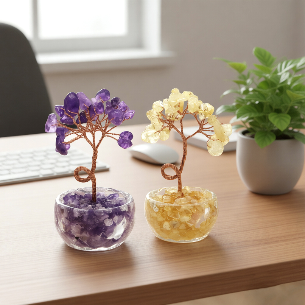 Sustainable Living Products - Natural Gemstone Crystal Lucky Tree With