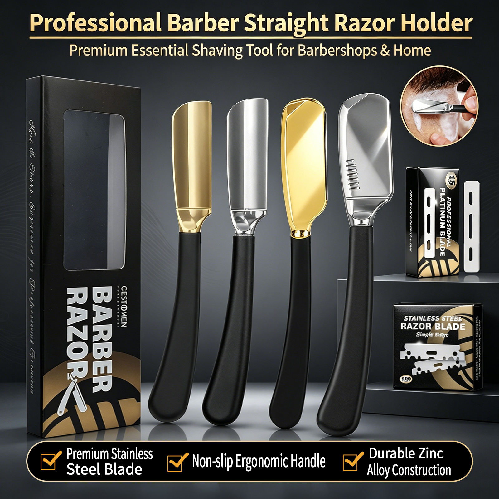 1Pc Pro Baber Beard Straight E - Safety Razor Handle บทวิจารณ์และราคา