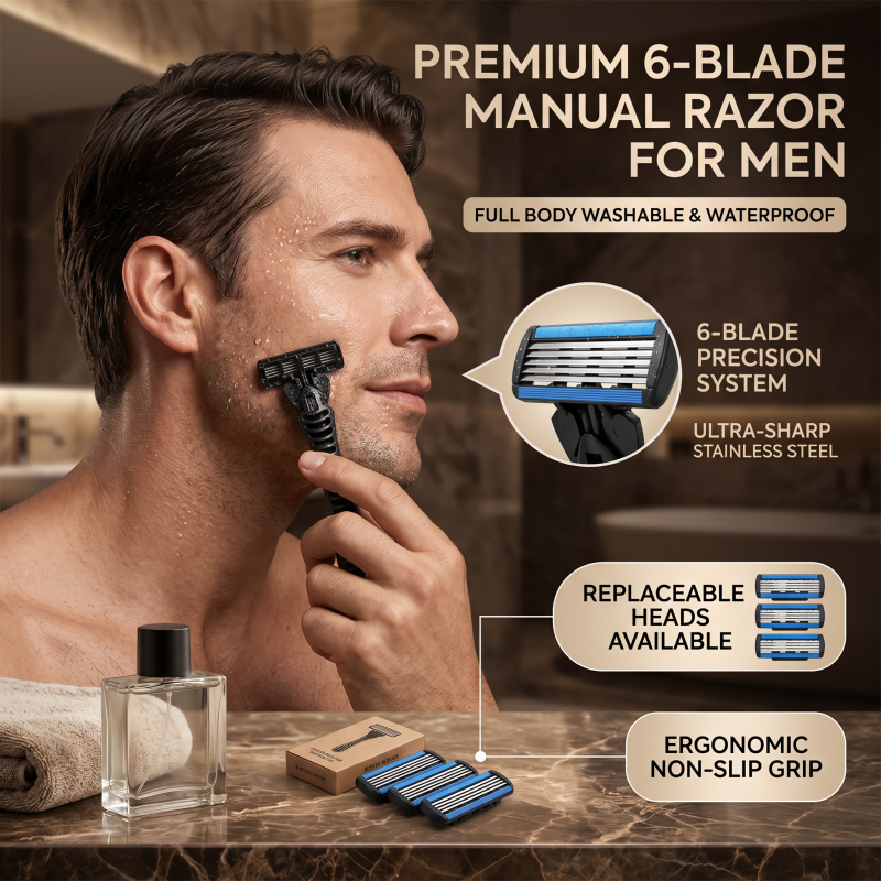 6-layer Blades Replacement Sha - Safety Razor Handle บทวิจารณ์และราคา